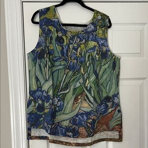 Floral Sleeveless Tunic in Blue and Green